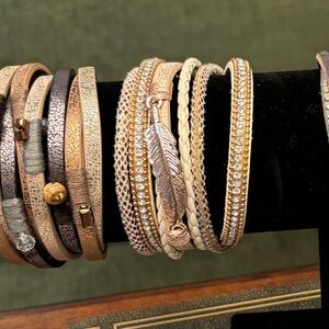 New Elegant leaf magnetic wrap bracelet gold and gemstones